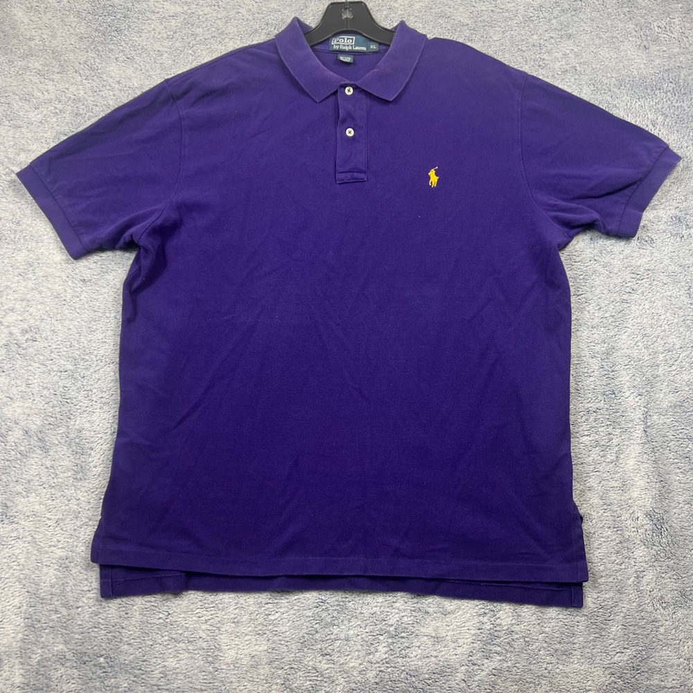 Polo Ralph Lauren Mens XL Purple Short Sleeve Yellow Pony Polo Shirt